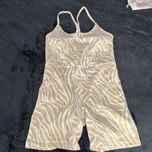Old Navy Beige and White Zebra Print Romper